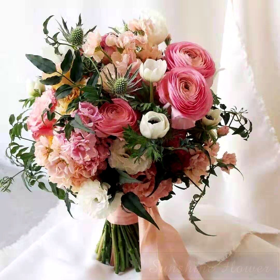 西安婚庆鲜花高端婚礼用新娘手捧花玫瑰可来样定制各式