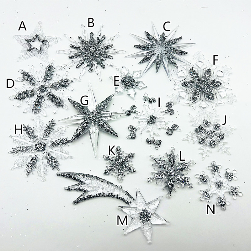 圣诞节饰品圣诞树挂件婚礼婚庆橱窗装饰亚克力雪花圣诞节装饰挂件