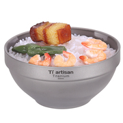 Titanium artisan pure titanium double-layer bowl butterfly type anti-scalding heat insulation non-slip 450ml bowl soup bowl rice bowl round bowl