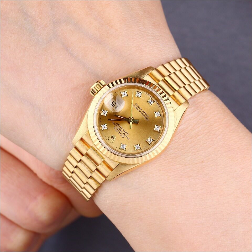[9.5新]劳力士69178金劳女装日志型系列镶钻自动机械女表