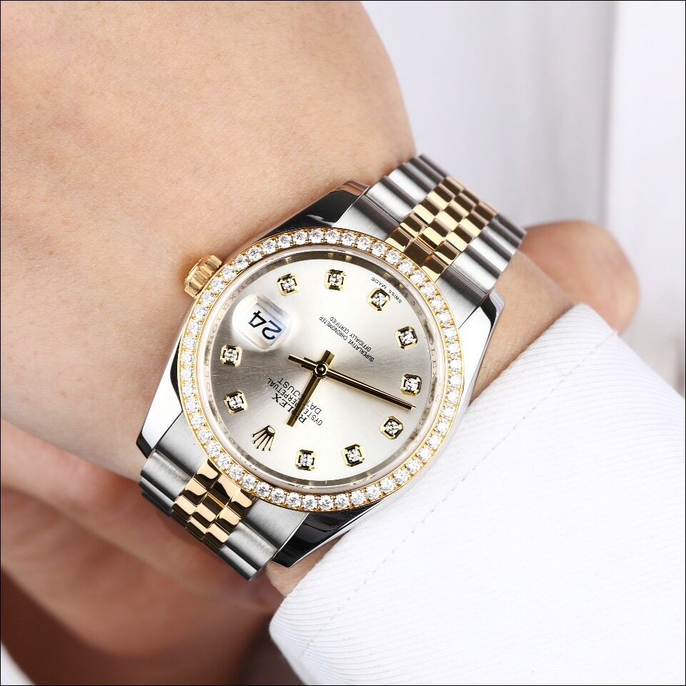 [9.8新]劳力士116243日志型黄金精钢原镶钻自动机械男表购于12年