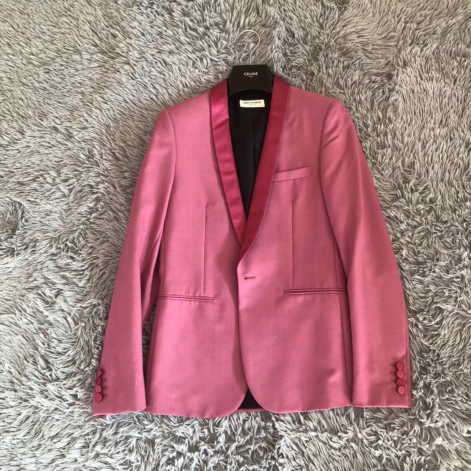 Saint Laurent 16SS Pink Shawl Collar Blazer