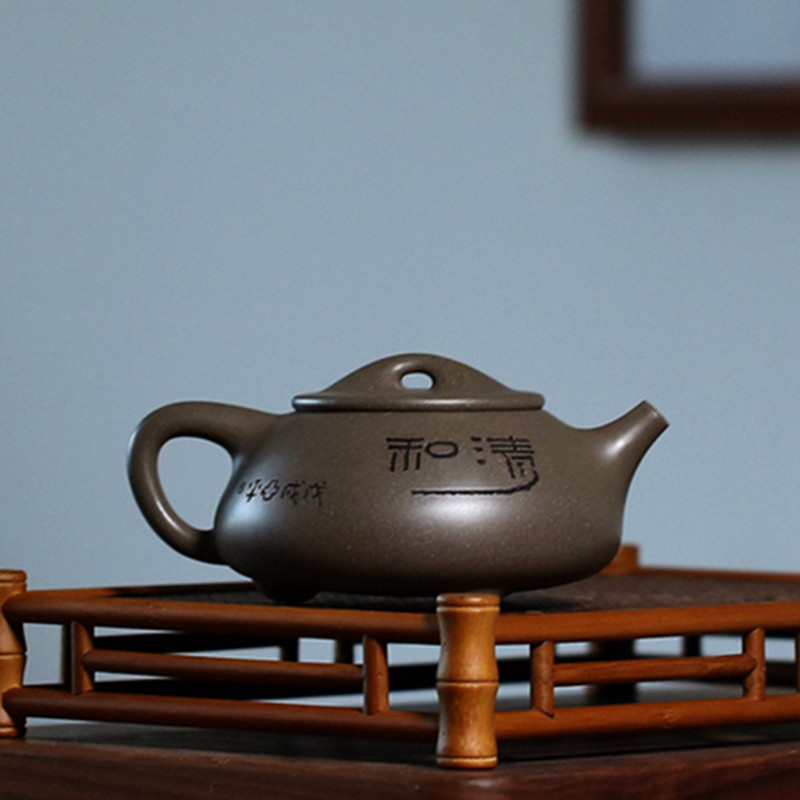 宜兴紫砂茶壶 中国陶瓷艺术大师 王亚平 石瓢壶 青段 500cc