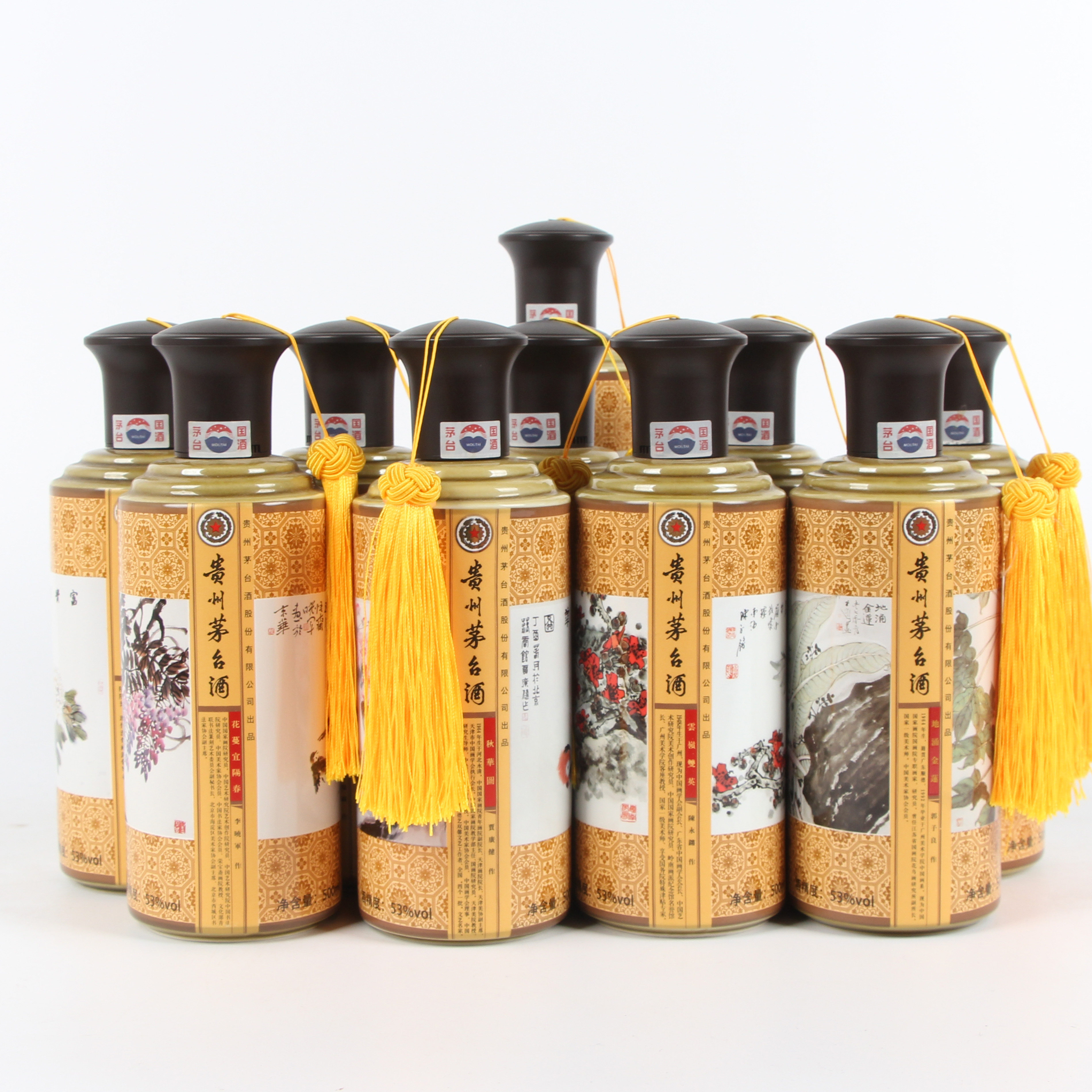 73(承锦老酒)2017年贵州茅台酒十大花鸟 53度500ml 1箱10瓶