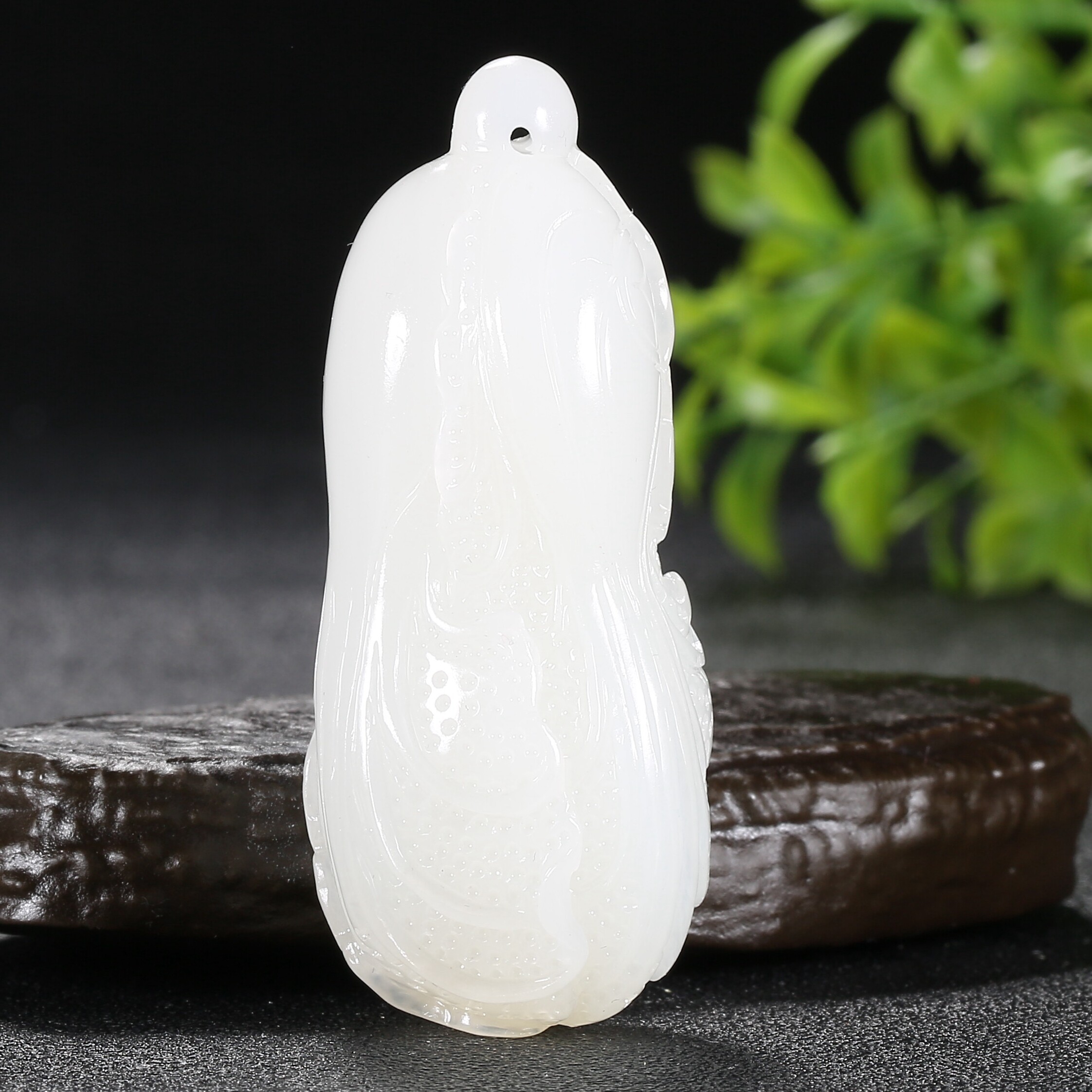 寓意百财聚来 和田玉羊脂白玉手把件 白菜 73g