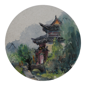 22:00当前价06200沈师大教授 硕士生导师 李刚《木桥》原创纸本水彩