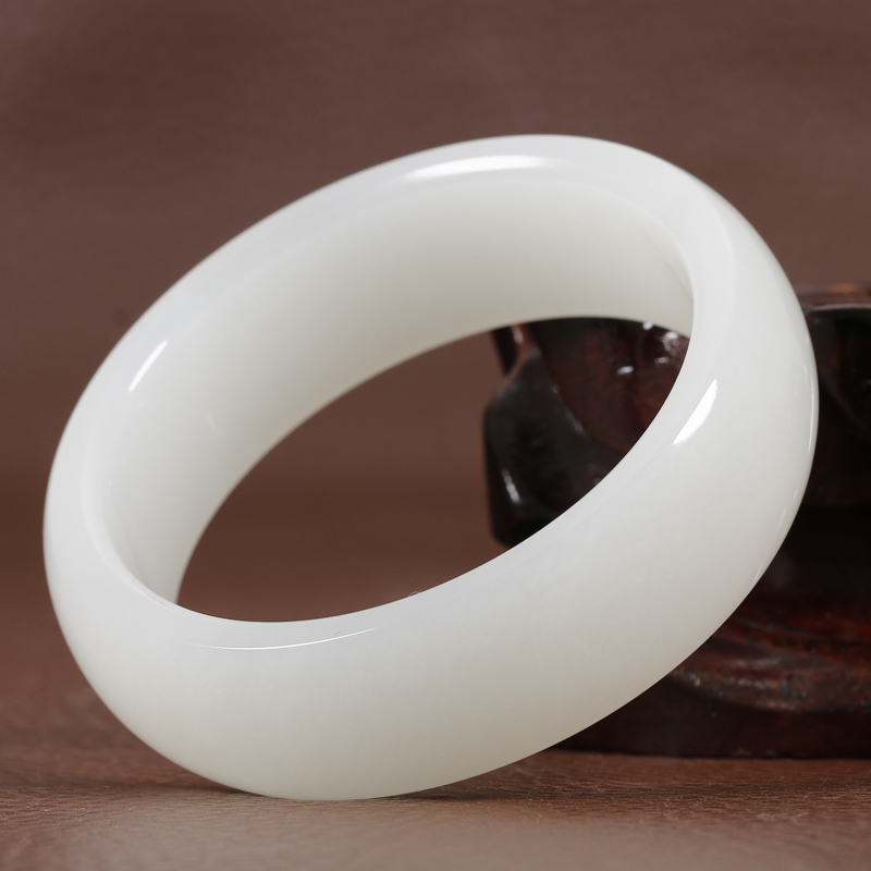 和田玉拍卖白玉手镯玉镯子白润宽款大号内径58毫米 87克 hy009