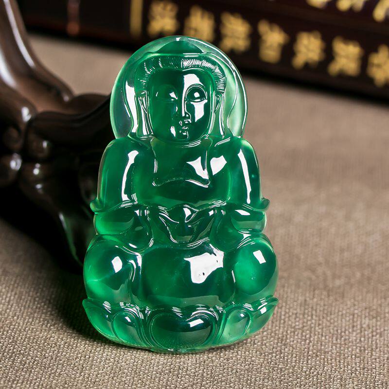 【源头好货-四会】老坑a货翡翠 玻璃种满绿大观音吊坠 重量44.47g