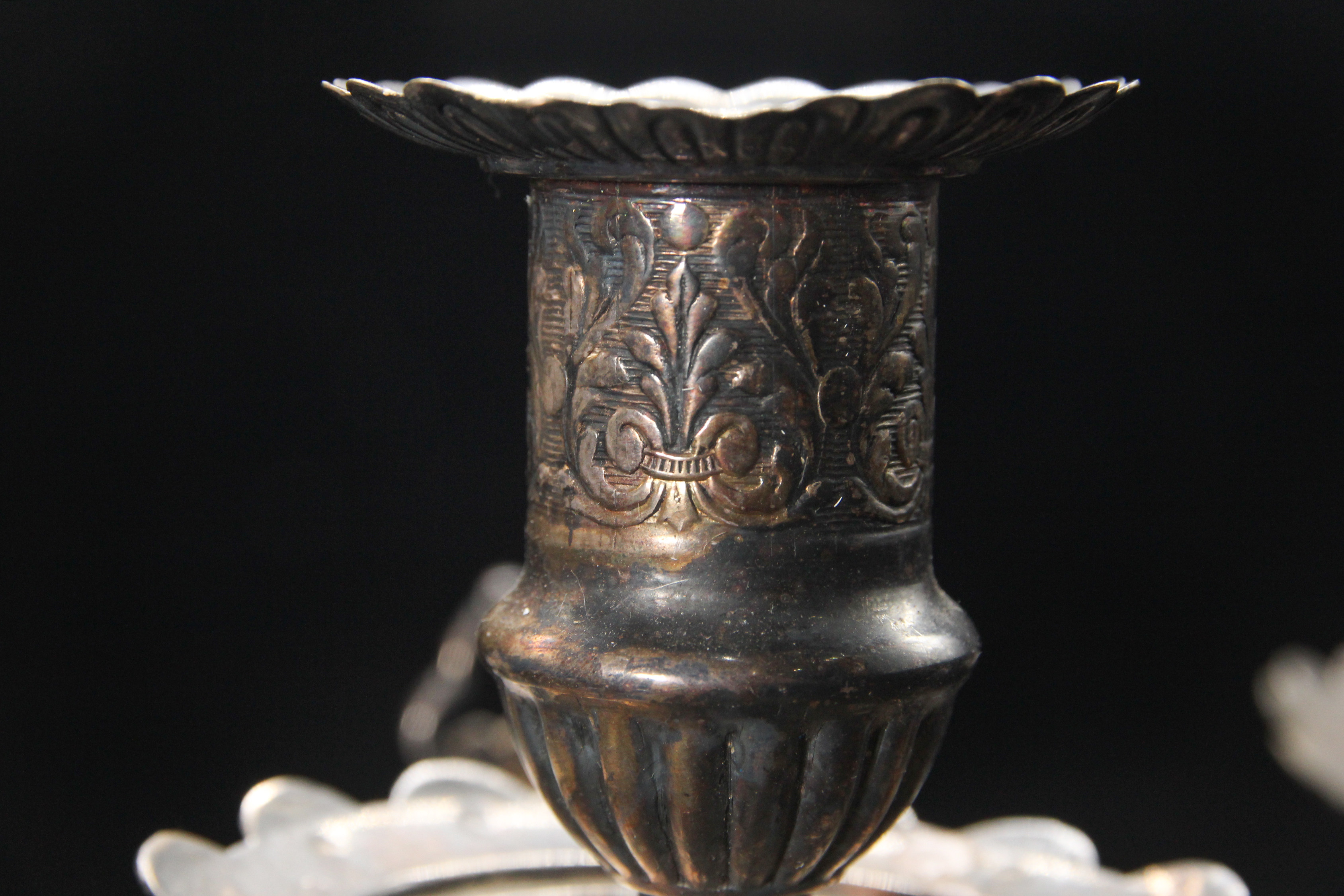 古董珍玩 银制烛台一对