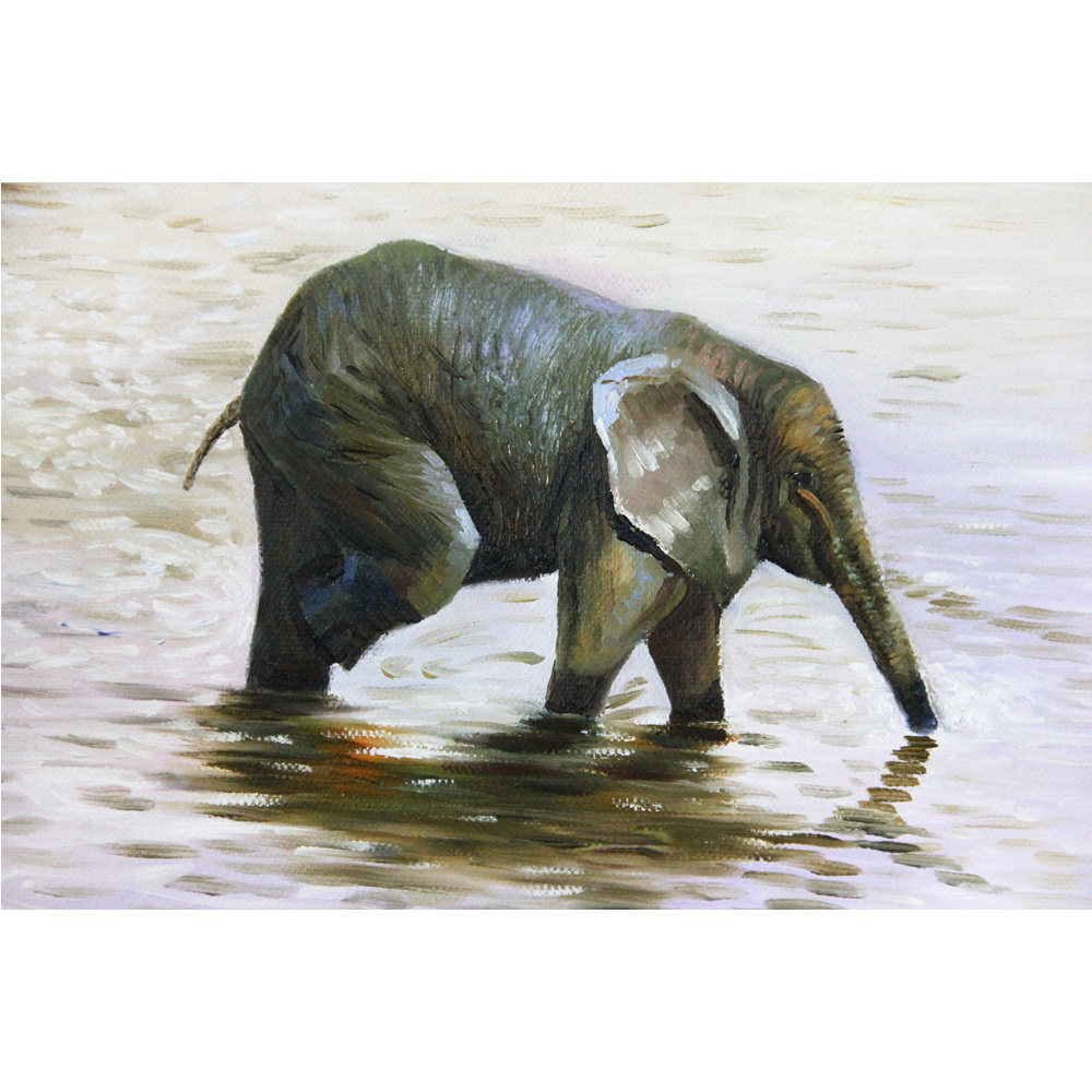 朝鲜一级画家 陈雄《象群》装饰收藏 c3468