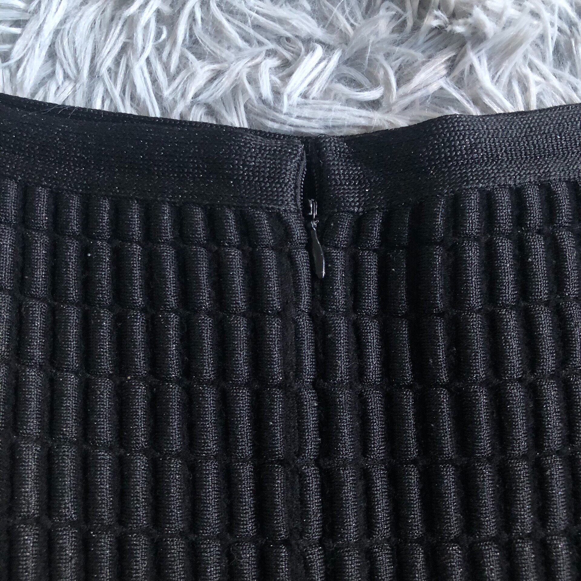 Chanel Black Quilted Sparkle Skirt — detail