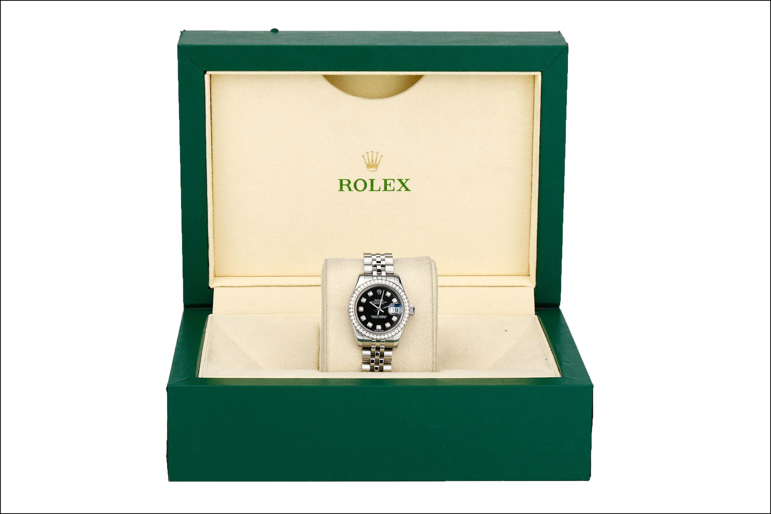 [9.8新]劳力士179384女装日志型白金圈精钢原镶钻自动机械女表