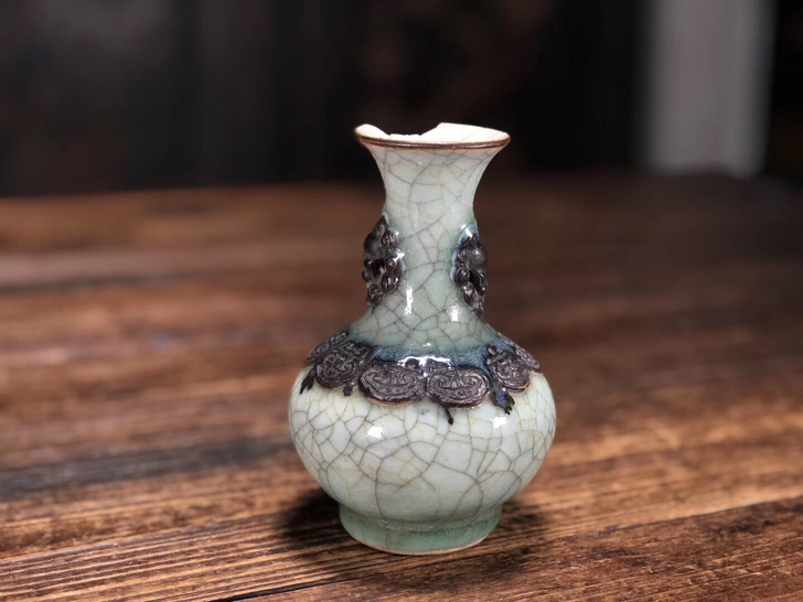 馆藏级别明代成化年豆青寿头瓶古董古玩收藏老瓷器陶瓷摆件瓶子