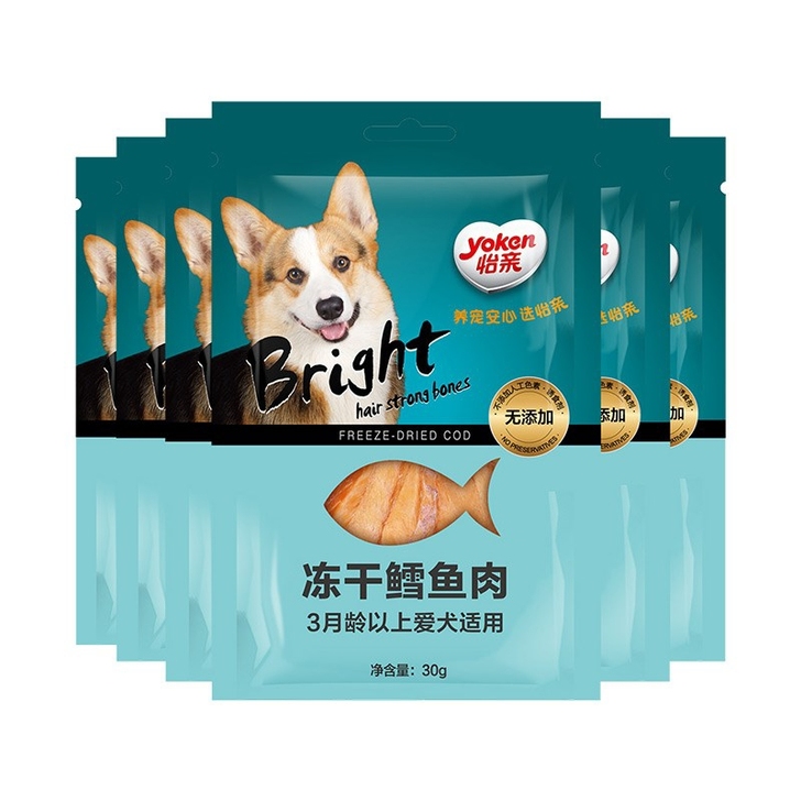 波奇网宠物零食怡亲冻干鳕鱼肉30g*6狗狗零食小鱼干柴犬泰迪