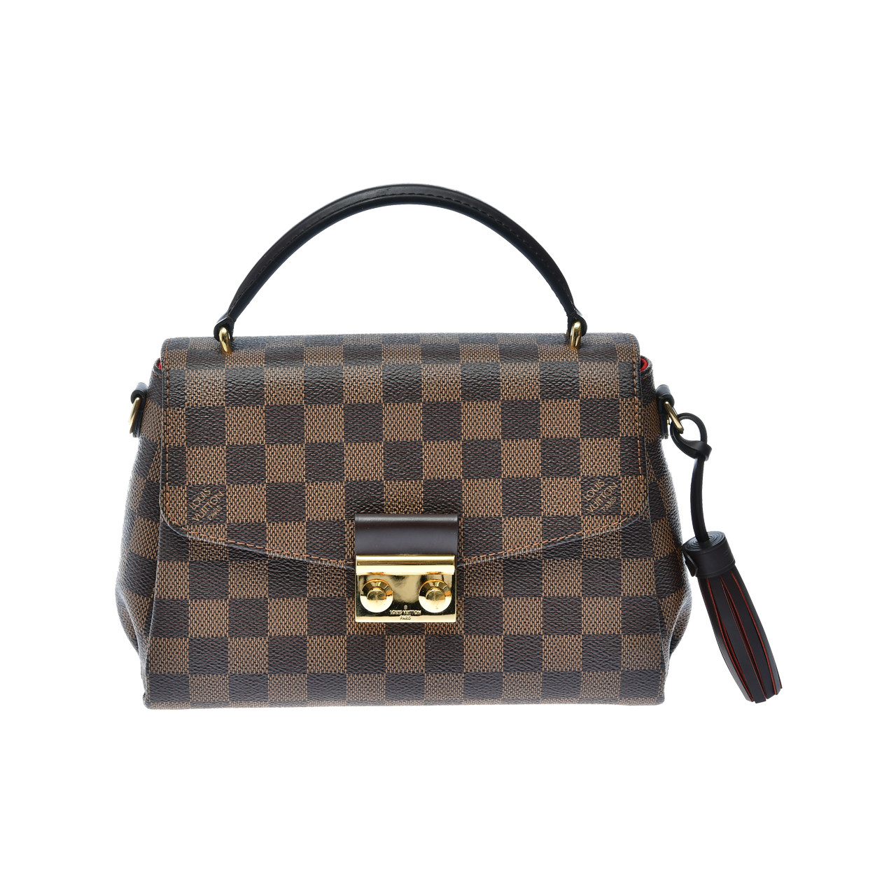 [即拍即得][9.5新]路易威登lv女士经典棕棋盘格邮差包zh0128