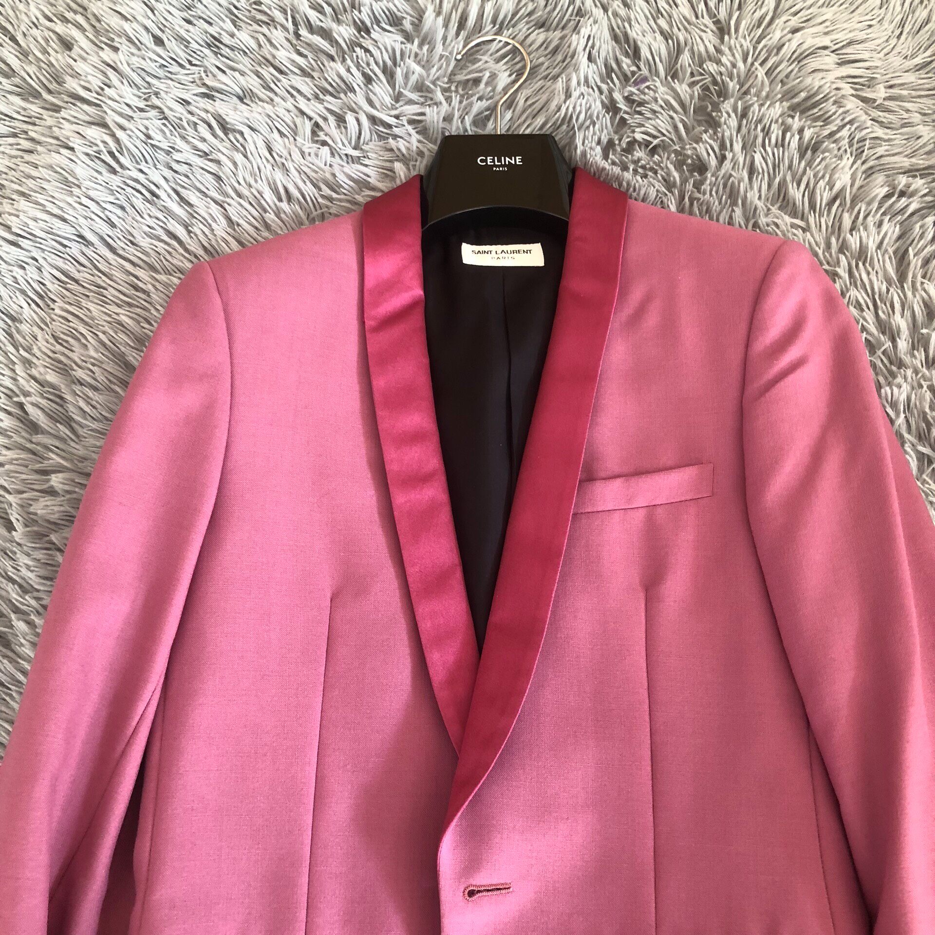 Saint Laurent 16SS Pink Shawl Collar Blazer — front