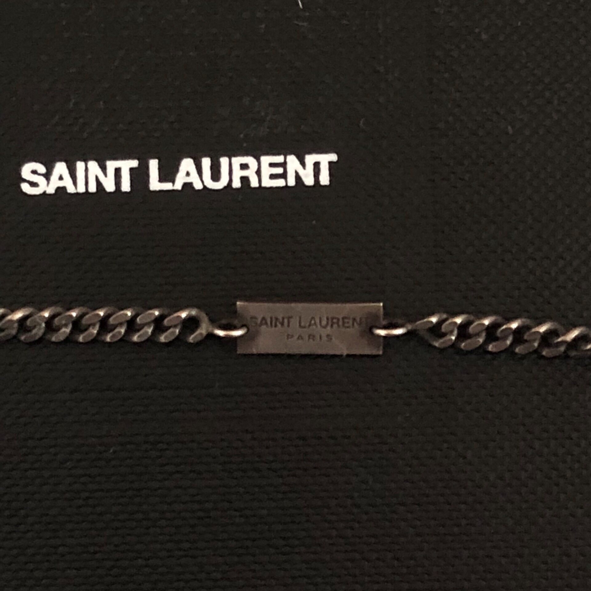 Saint Laurent 16SS Silver Music Note Necklace — detail