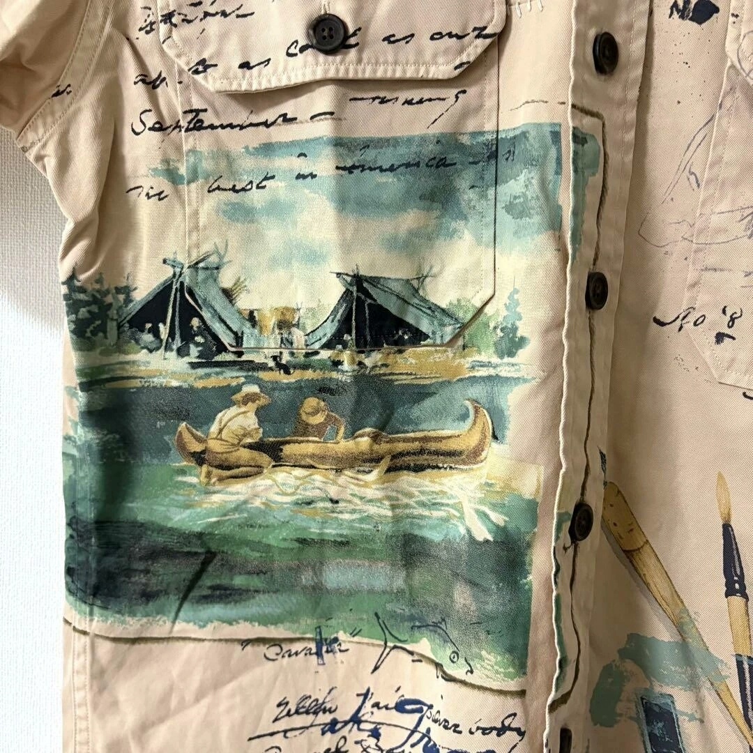 Vintage 00S Ralph Lauren Fish Print Shirt — detail