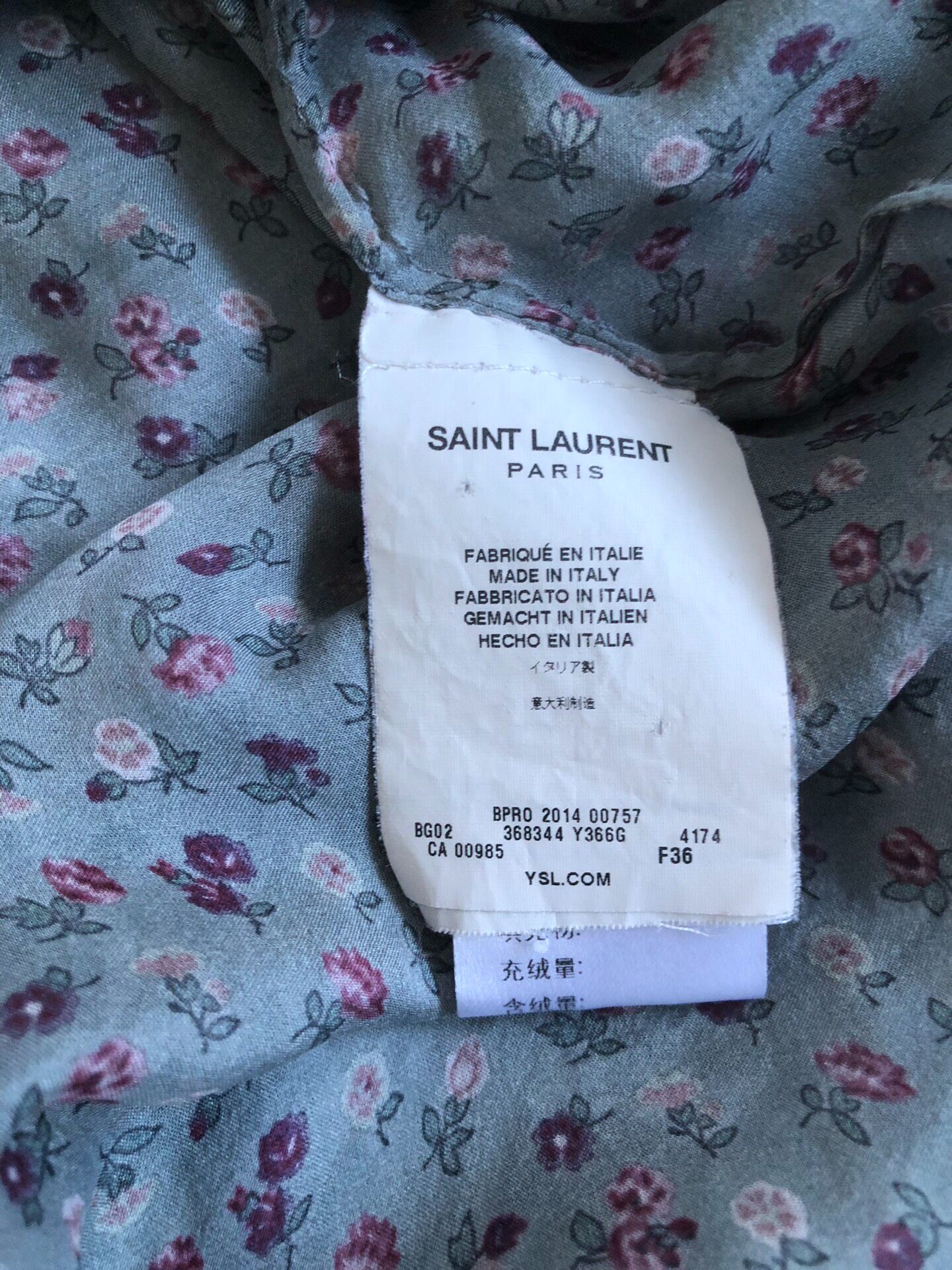 Saint Laurent 14ss Floral Silk Shirt — detail