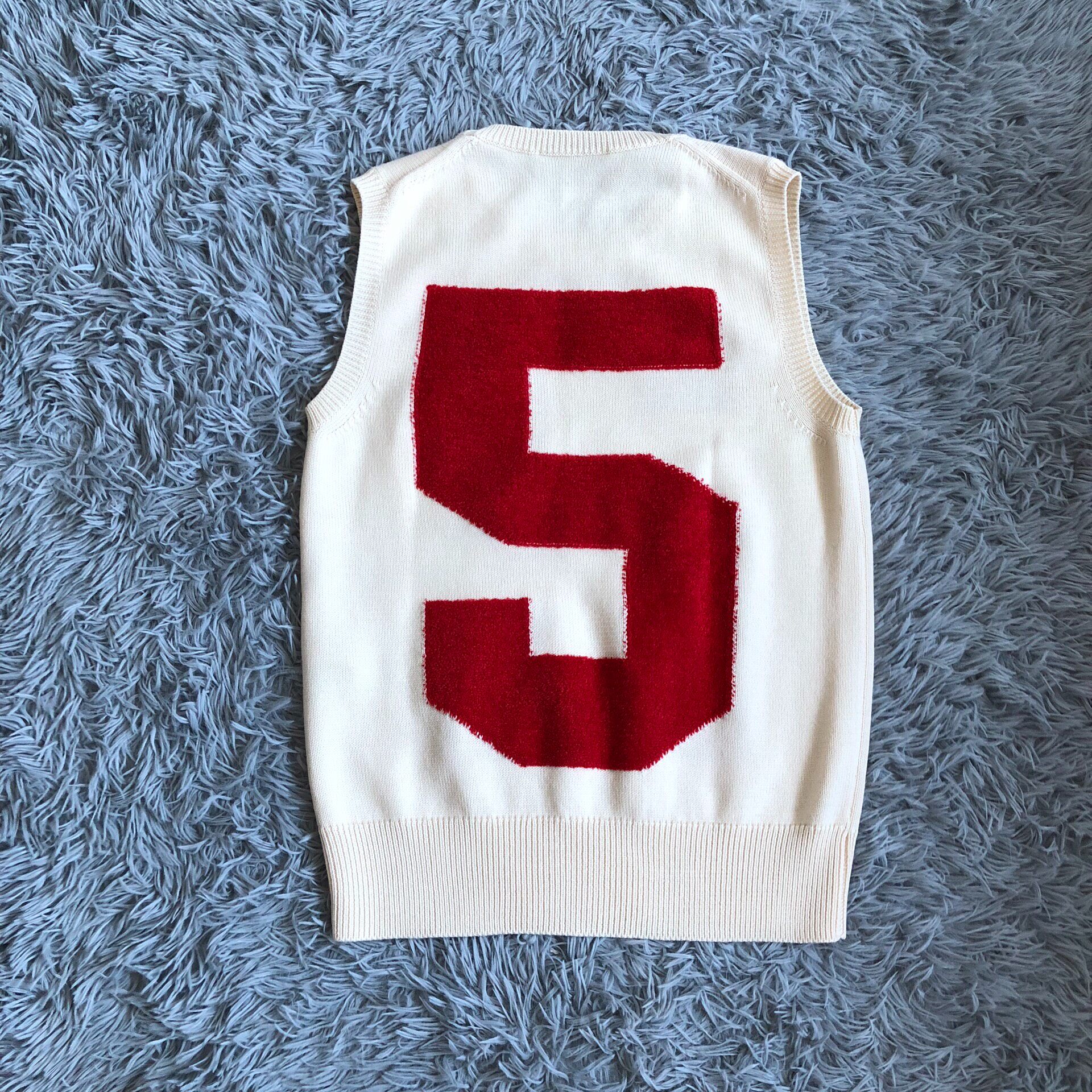 Gucci Cream Flocked '2' Vest — back