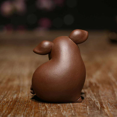 猪年大运 陈老师【手工开心猪茶宠】 原矿紫泥把玩摆件