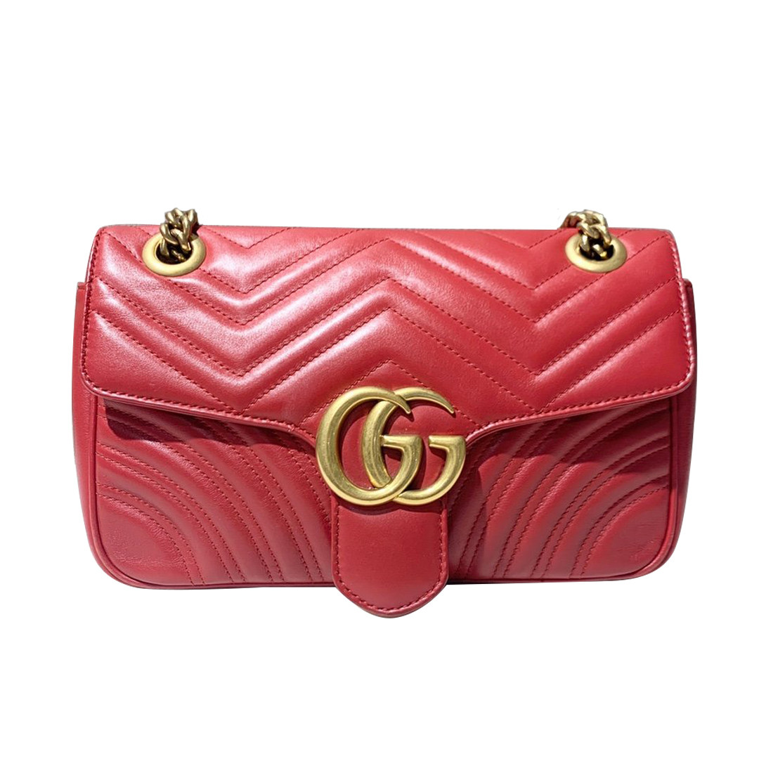 [9.5新]gucci古驰 marmont中号红色单肩包