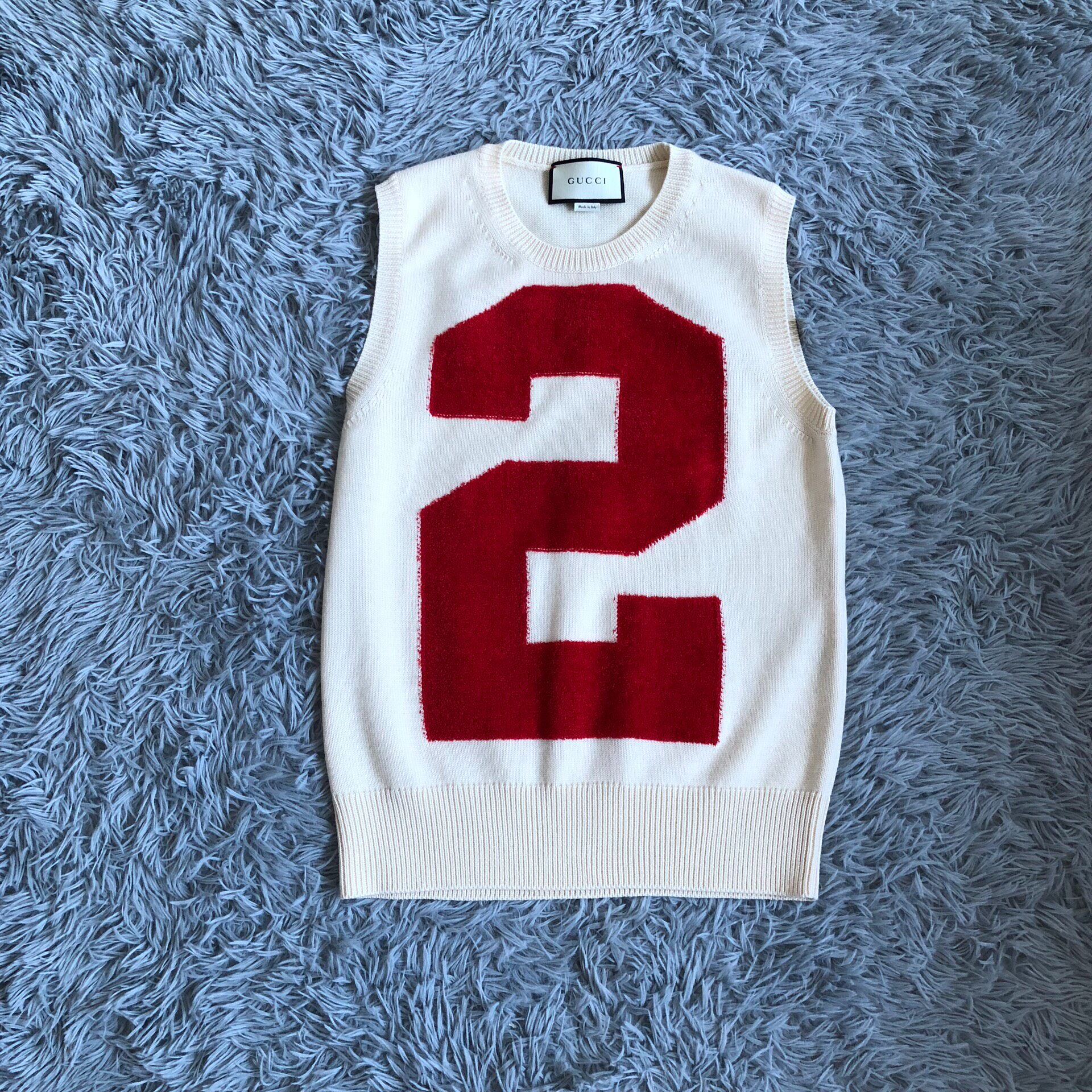Gucci Cream Flocked '2' Vest