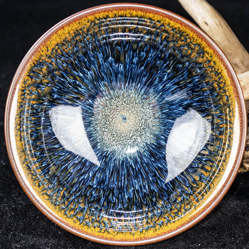 【金丝蓝孔雀】曹伟俊 建阳建盏主人杯礼盒装 口径10.7cm t0