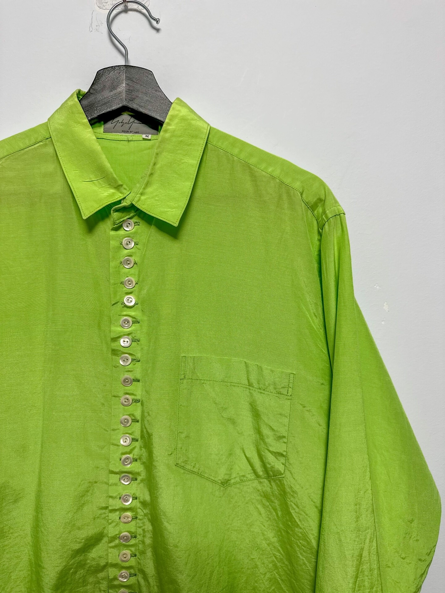 Yohji Yamamoto 1997AW Fluorescent Green Shirt — detail