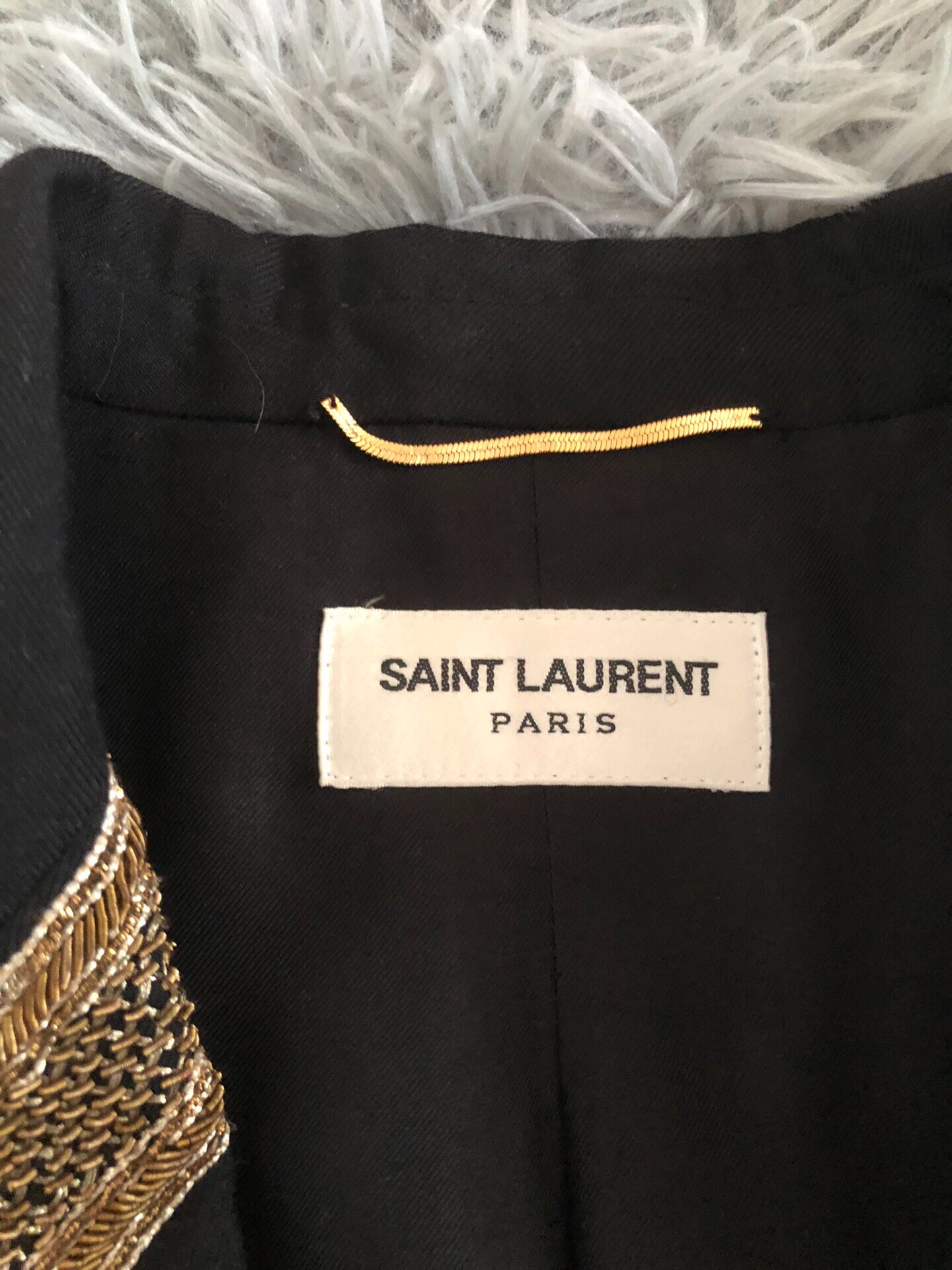 Saint Laurent Gold-Thread Wool Blazer — back