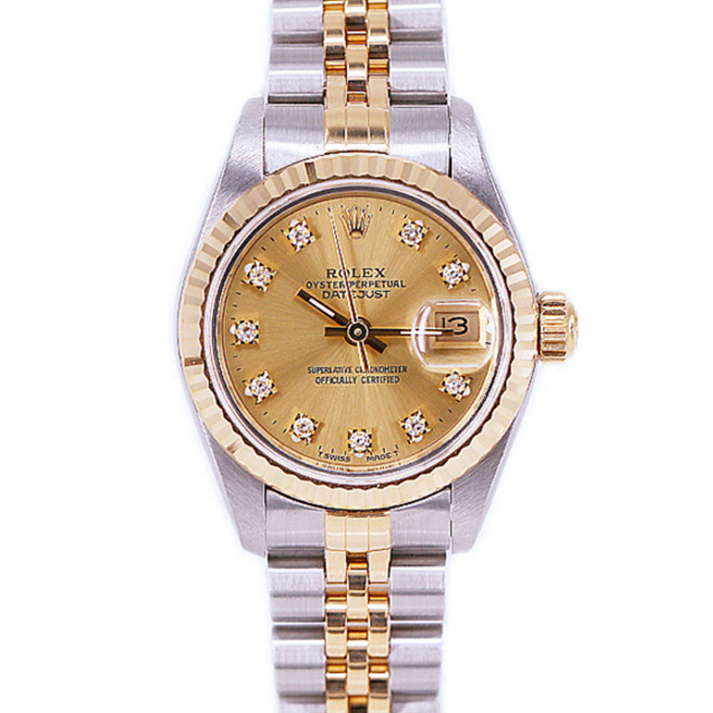 [一元起拍][9.5新]劳力士日志型69173自动机械女士腕表后镶钻