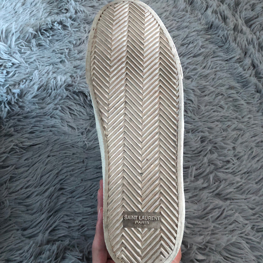 Saint Laurent High-Top Palm Tree Sneakers — label