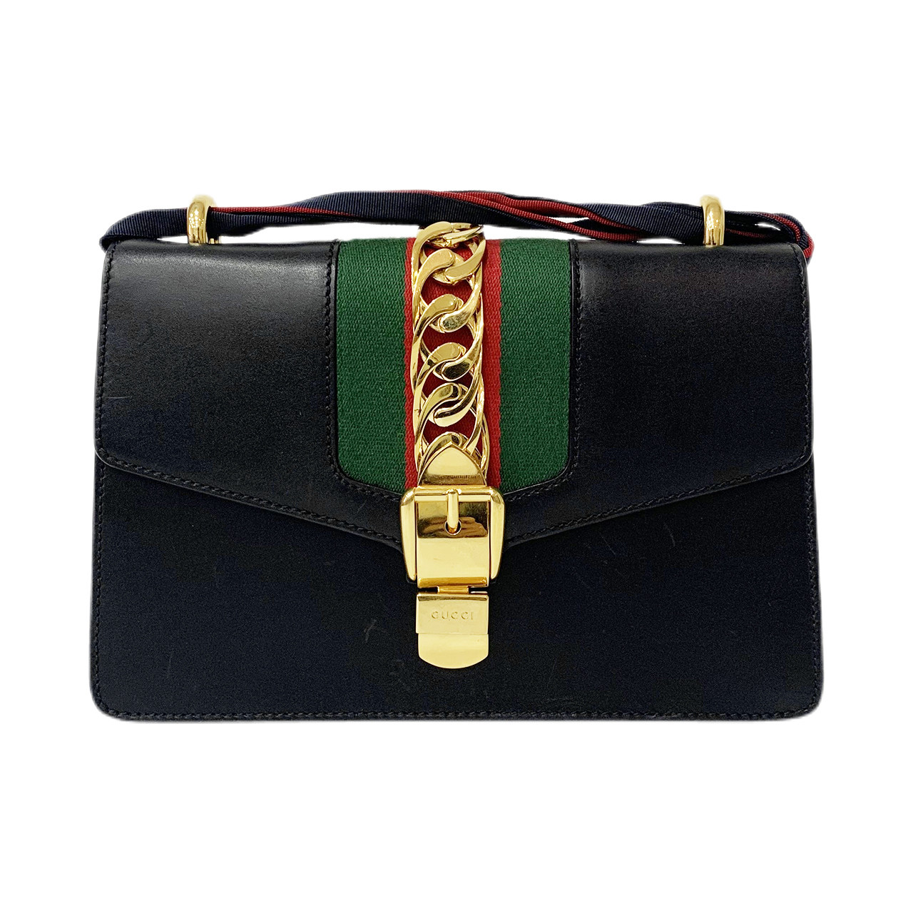 [9.5新]gucci古驰黑色sylvie塞尔维亚单肩斜挎包[公价23000元]