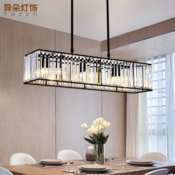 餐厅吊灯长方形美式水晶灯具现代简约餐桌客厅吧台创意个性卧室灯