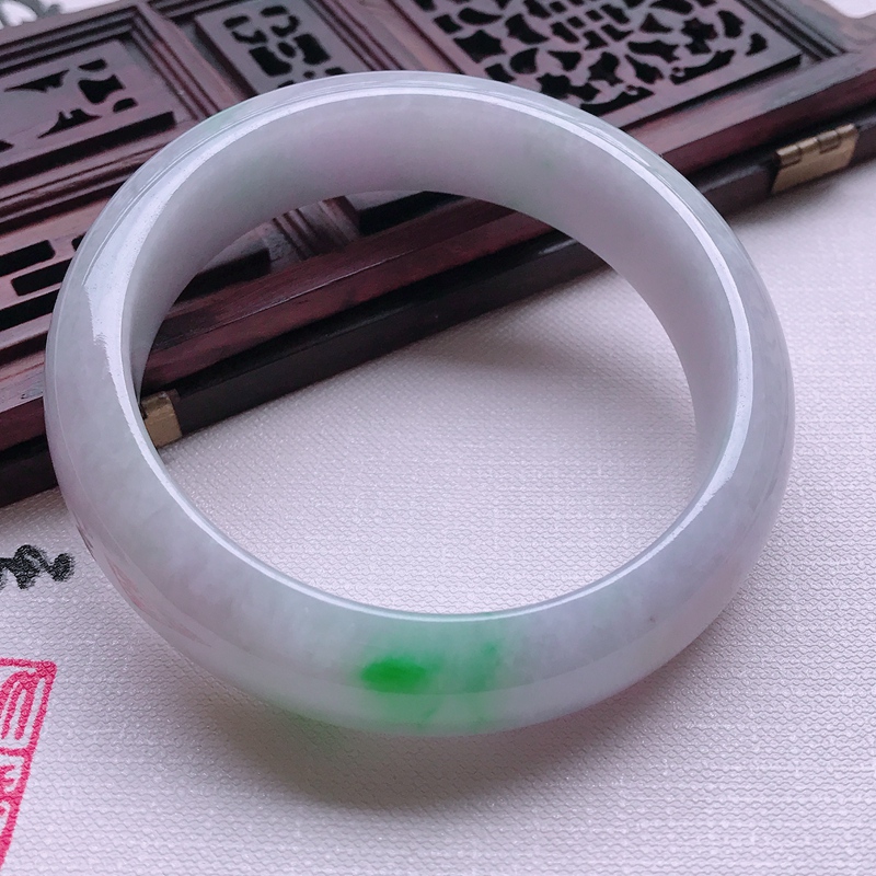 00mm圈口紫绿双色水润翡翠手镯67.74g