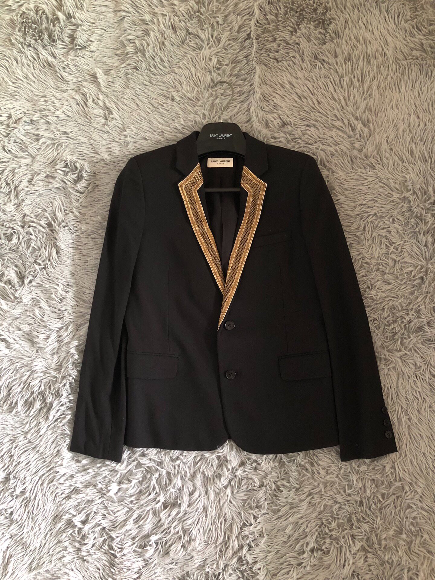 Saint Laurent Gold-Thread Wool Blazer