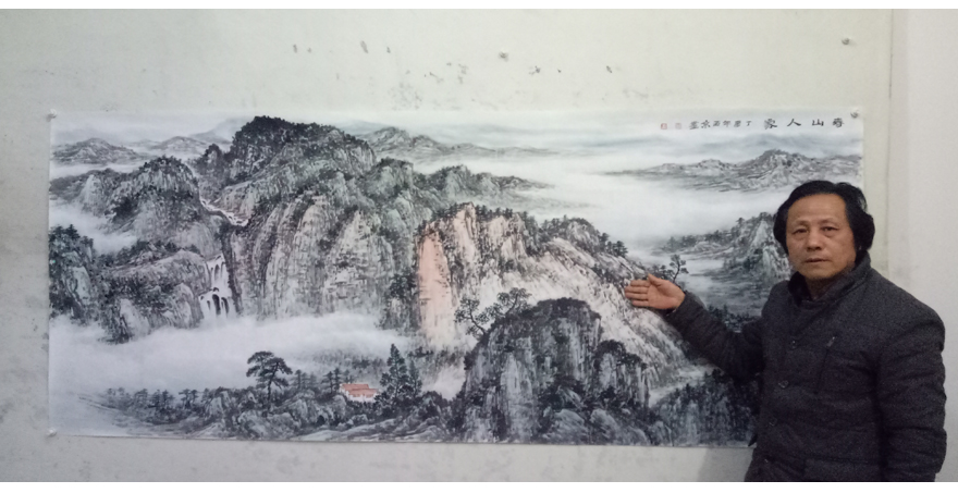 精品之作任西京《春山人家》现代易画创始人山水风水挂画拍卖1402