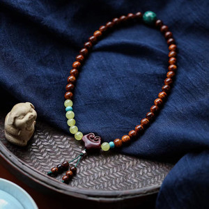 黄花梨虎皮纹 8mm 42颗 降香黄檀 文玩佛珠手链 收藏品