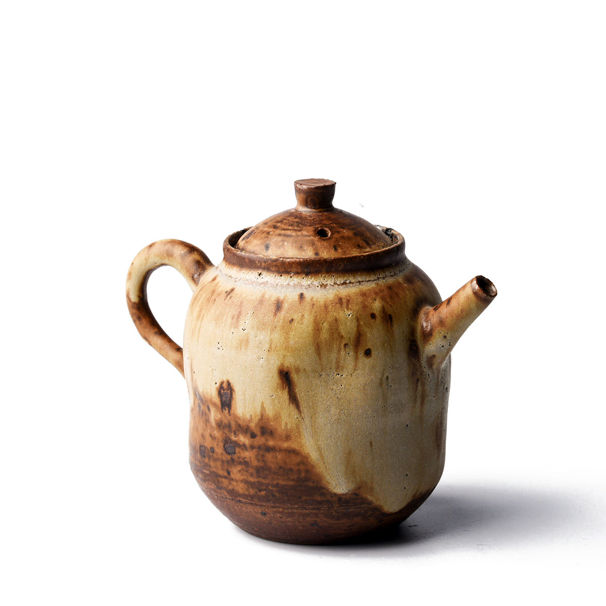 高温柴烧 草木灰釉火痕窑变 土陶壶