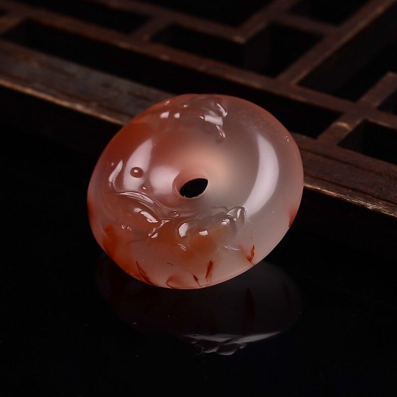 6.37g 四川九口料 冰飘 南红玛瑙 平安扣挂件