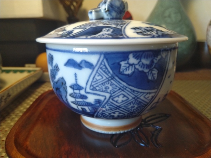 日本光峰做青花盖碗茶碗主人杯