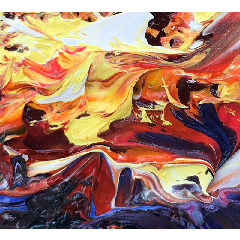 袁素艳《旭日渲染福海》大尺幅原创孤品布面油画 知名画家 艺存