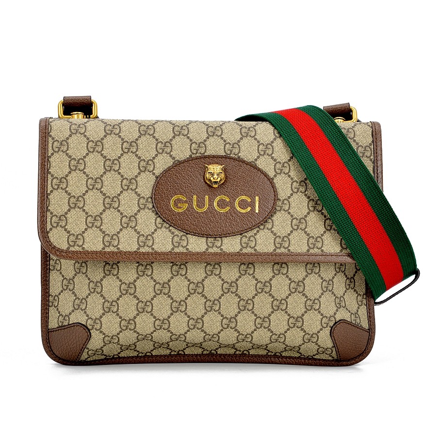 [9.9新][中检]未使用古驰gucci男士双面虎头邮差包单肩斜挎包
