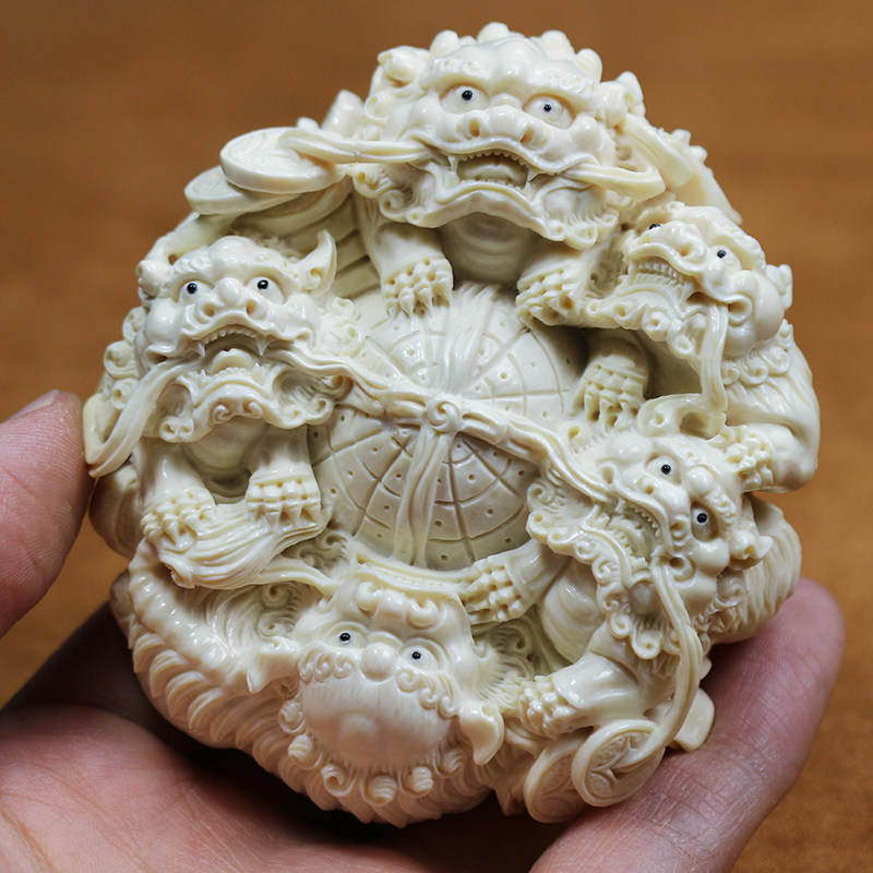 【事事如意】猛犸牙雕 纯手工雕刻 猛犸象象牙挂件/手把件