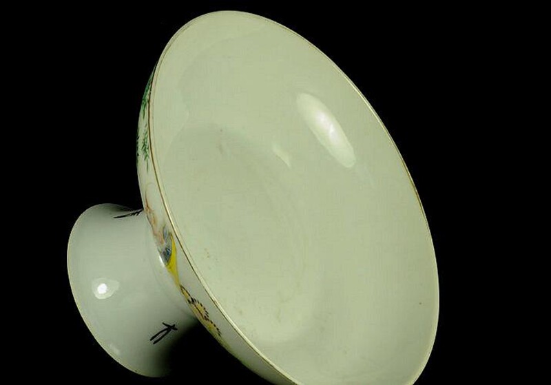 【鬼市淘宝】0583 mg 老瓷器 浅绛彩高足大贡盘 金槌宝成拍卖c