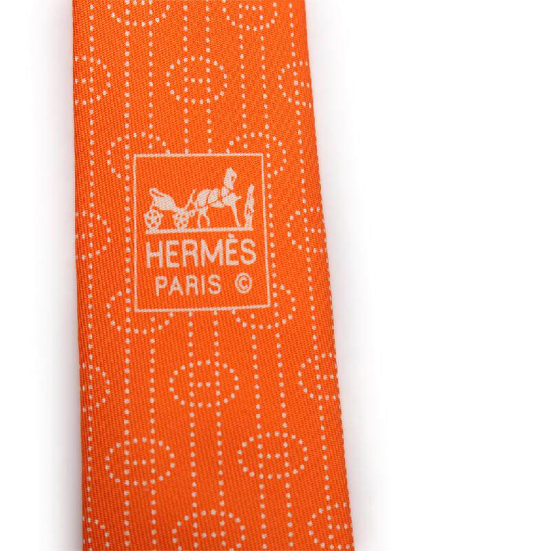 [无保留价9.0新]爱马仕hermes男士领带全花纹丝橙色461425