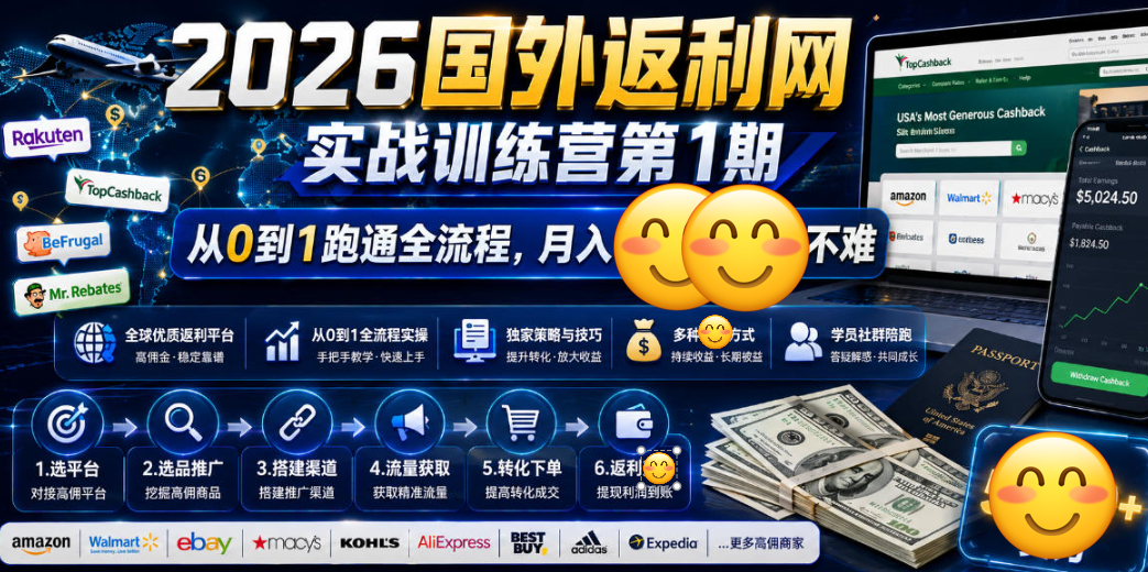 2026国外返利网实战变现营-第一期课程教程，从零拆解项目逻辑