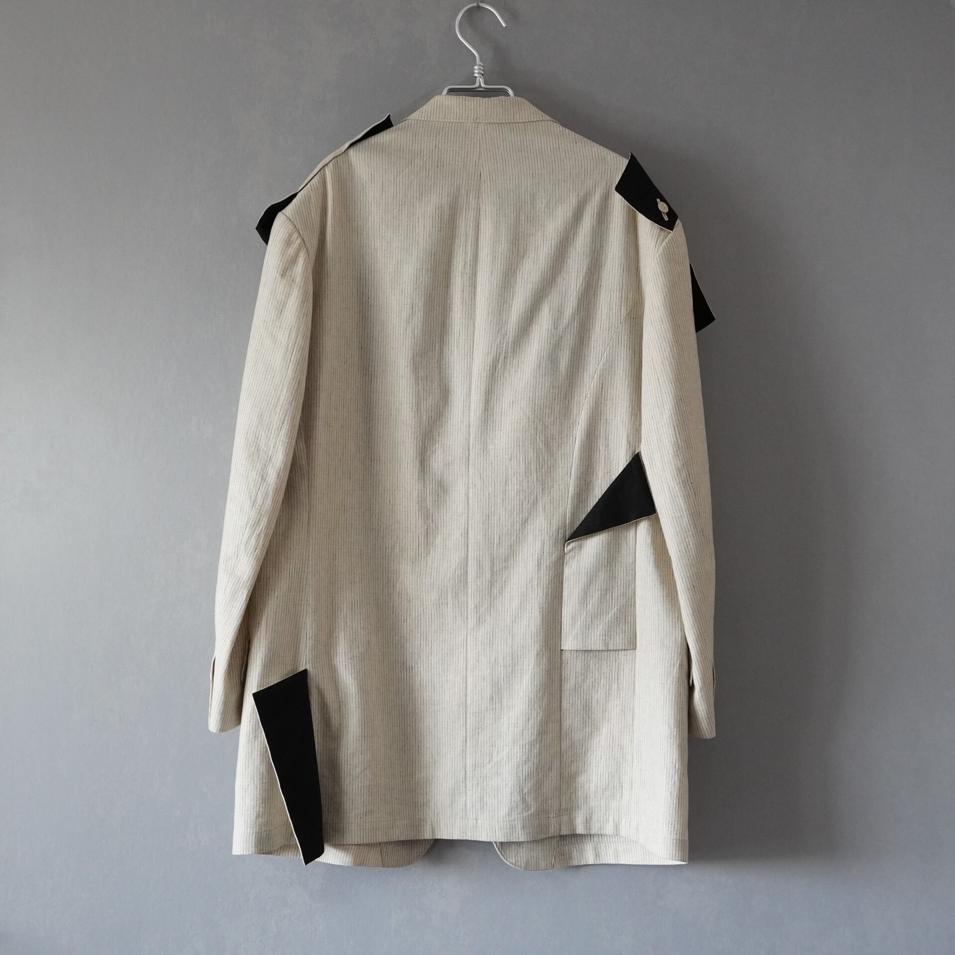 Yohji Yamamoto 22SS Beige Striped Jacket — front