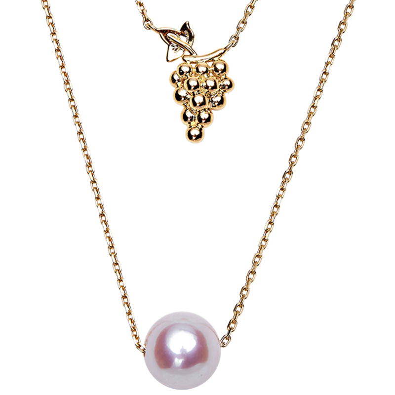 ruans/阮仕 8-8.5mm 18k金葡萄水果天然有核淡水珍珠项链