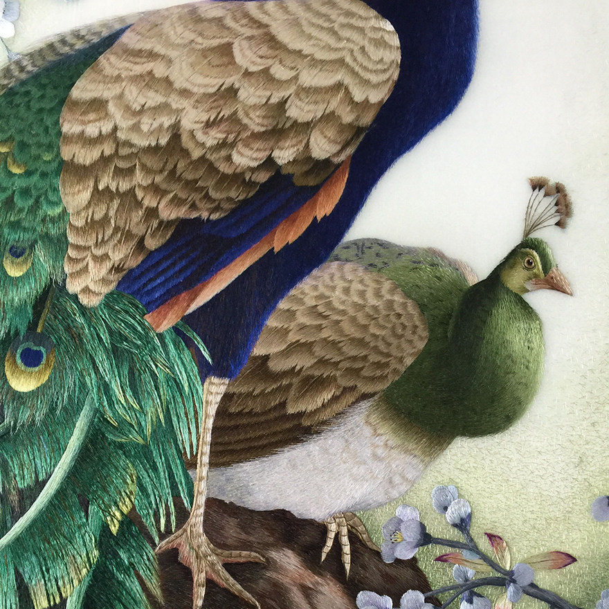 【超精细】匠心苏绣《孔雀》 刺绣精细真丝